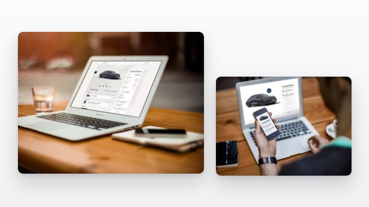 Hyundai Cl!ck to Buy customer interface on laptop and phone