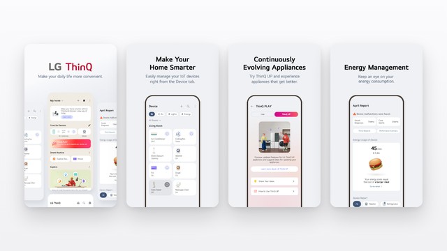 LG ThinQ app screens on Google Play